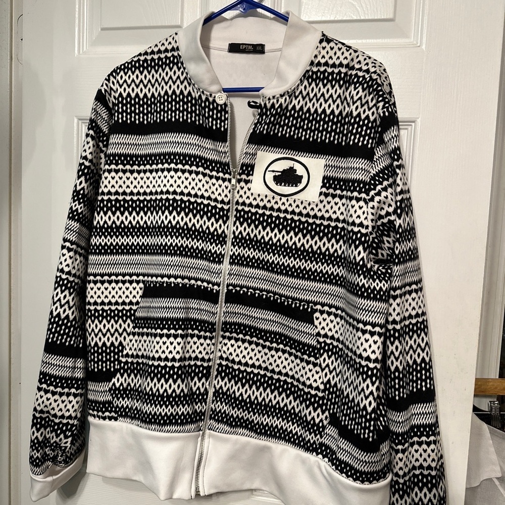 Eptm Epitome XXL Contemporary Clothing Bomber jacket Black White USA Made poly